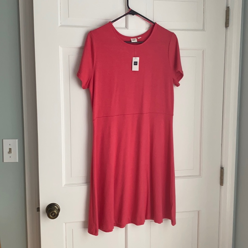 BNWT Gap fit & flare bright pink/coral knit dress